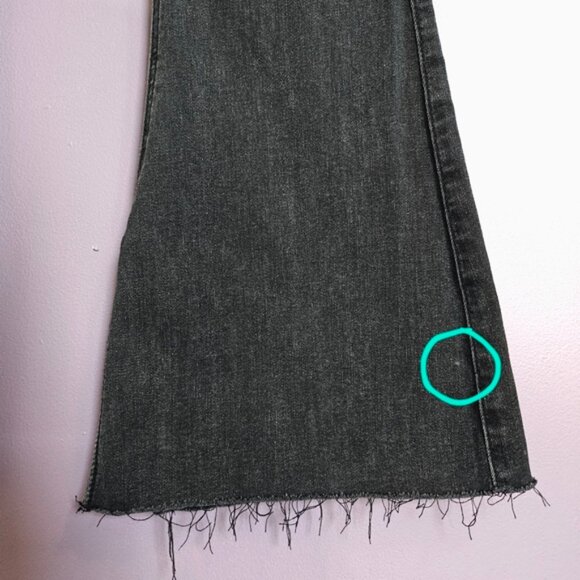 Hollister Washed Black Soft Stretch High Rise Raw Hem Split Leg Flare Jeans - Picture 6 of 11